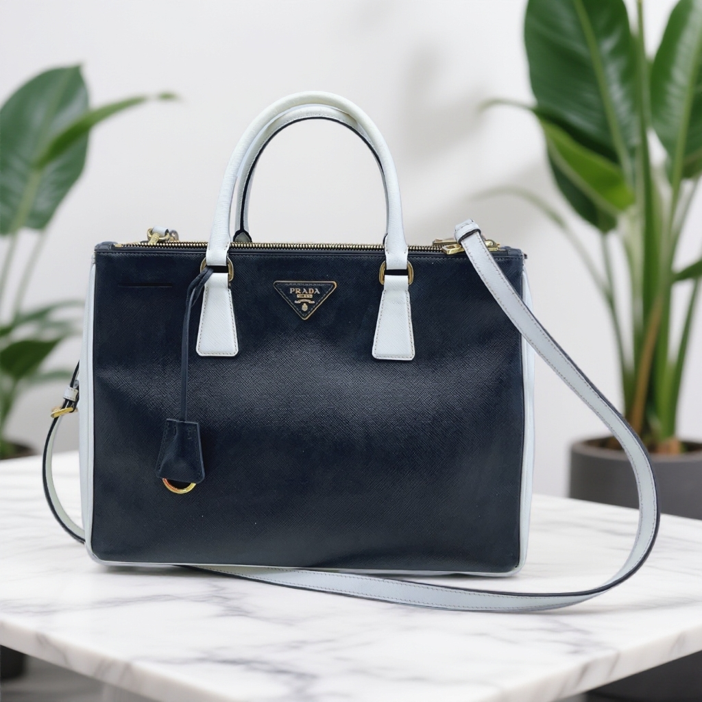 95新 Prada/普拉达 黑白拼杀手手提单肩包 1604 5855