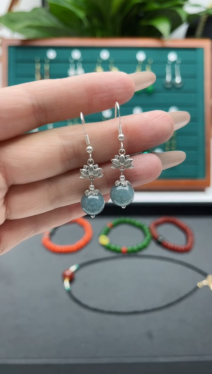 【闪购商品】玛瑙/玉髓耳饰银S925镶嵌01