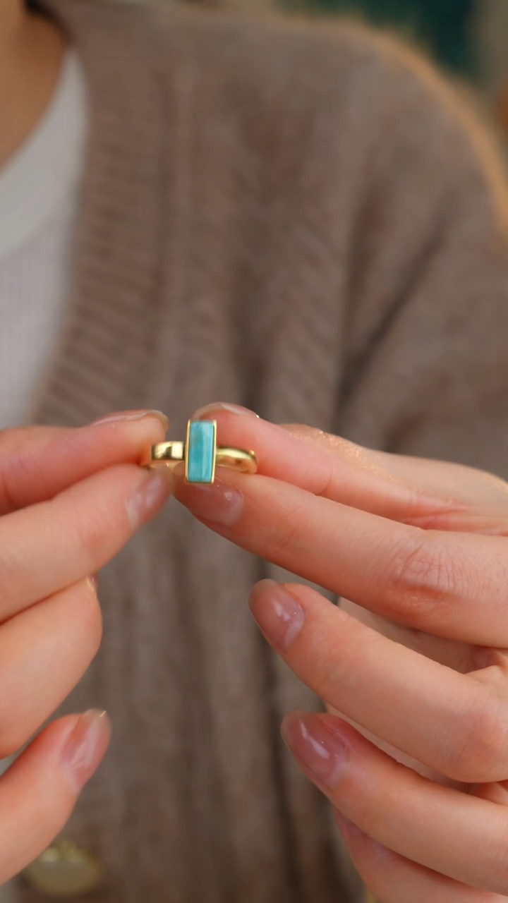 【闪购商品】绿松石戒指银S925镀金镶嵌多样性发货