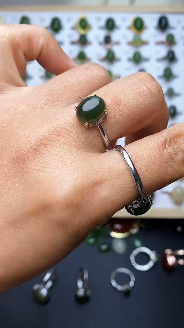 【闪购商品】和田玉戒指银S925镶嵌1