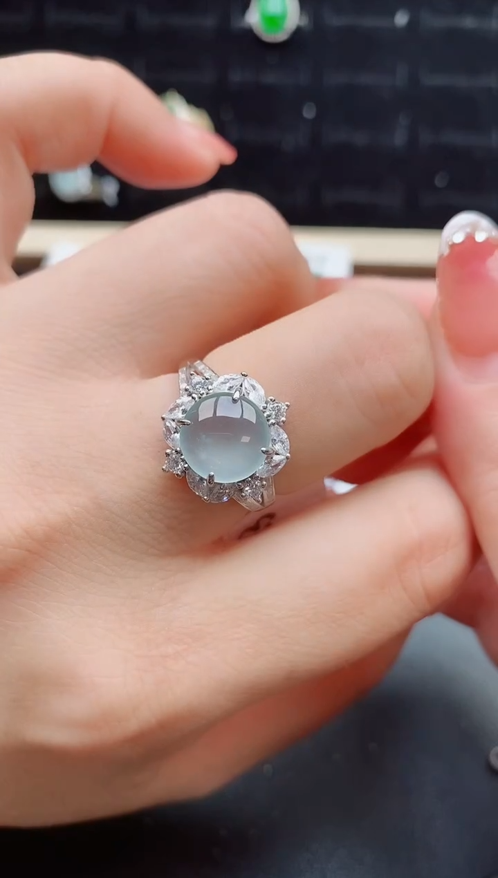 【闪购商品】翡翠戒指银S925镶嵌12121