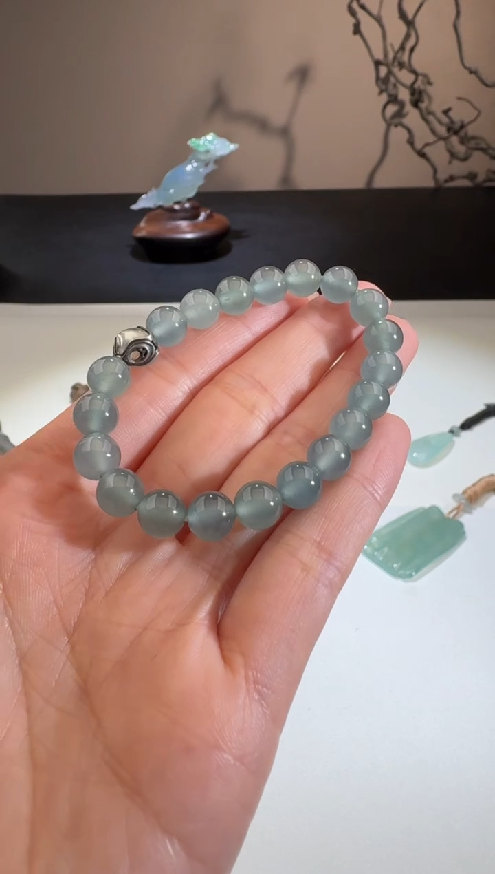 【闪购商品】翡翠手串未镶嵌【舒雅】银珠小于0.5