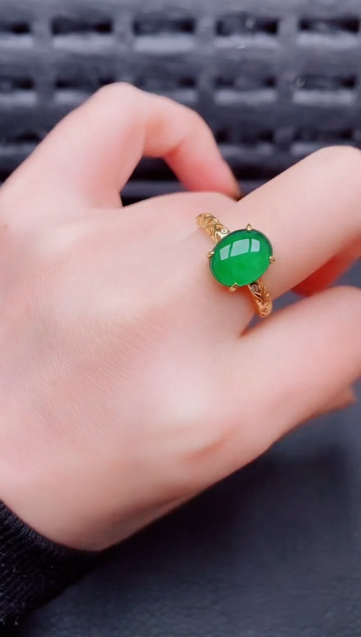 【闪购商品】翡翠戒指银S925镶嵌天然a货翡翠789