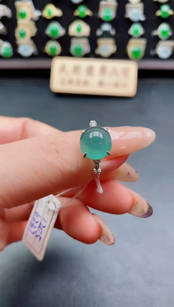 银S925镶嵌戒指翡翠1