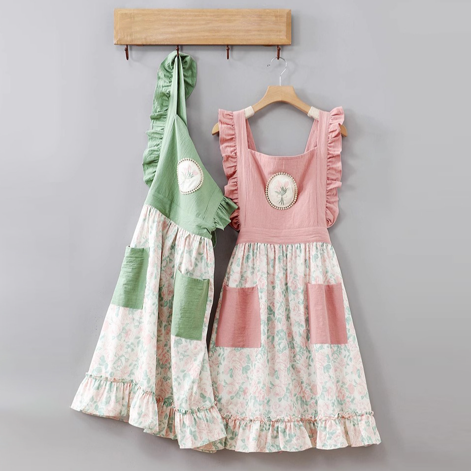 公主裙碎花2025新款透气超好看围裙女可爱家用厨房花店工作