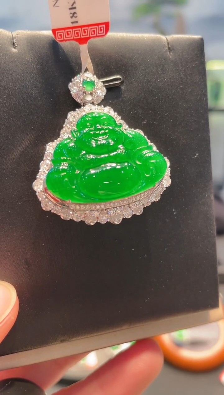 【闪购商品】翡翠颈饰18K金镶嵌A88天然A货翡翠