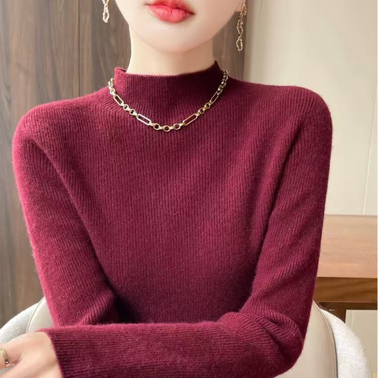 【杜娟精选】一线成衣女士打底衫修身毛衣保暖加厚针织衫套头半高领