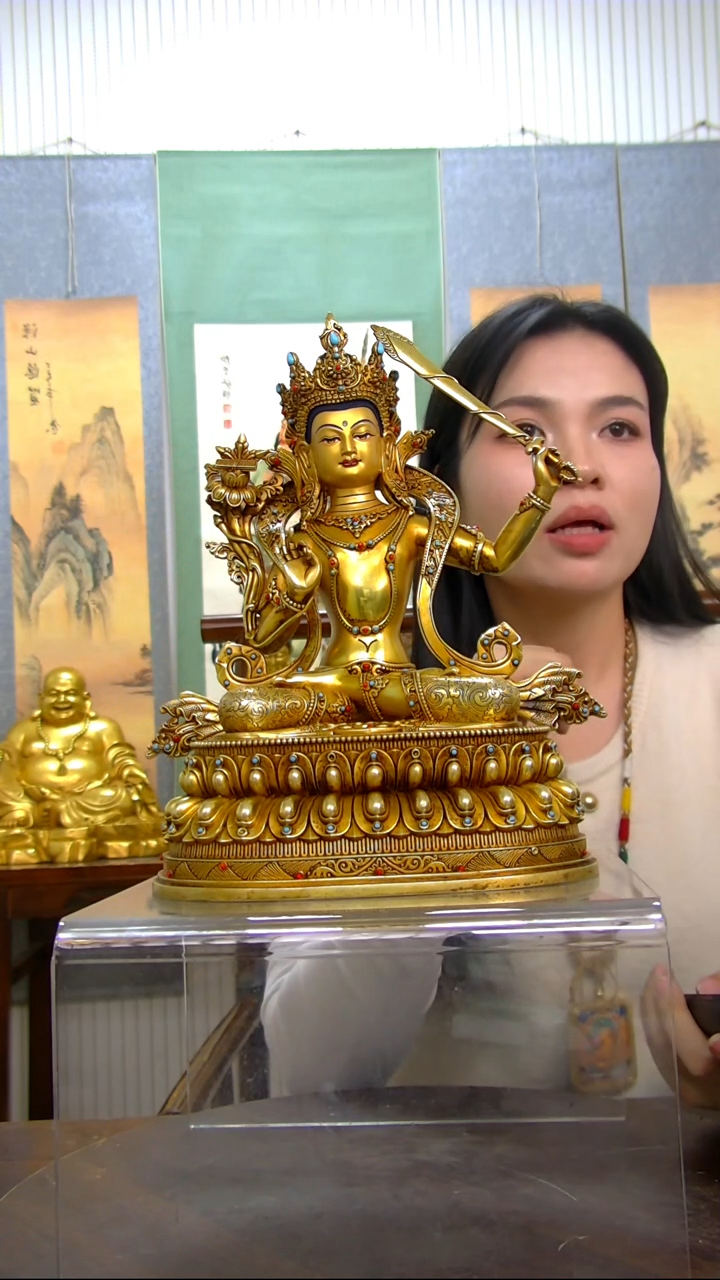 【闪购商品】紫铜鎏金30分尼泊尔文殊W20395-Z