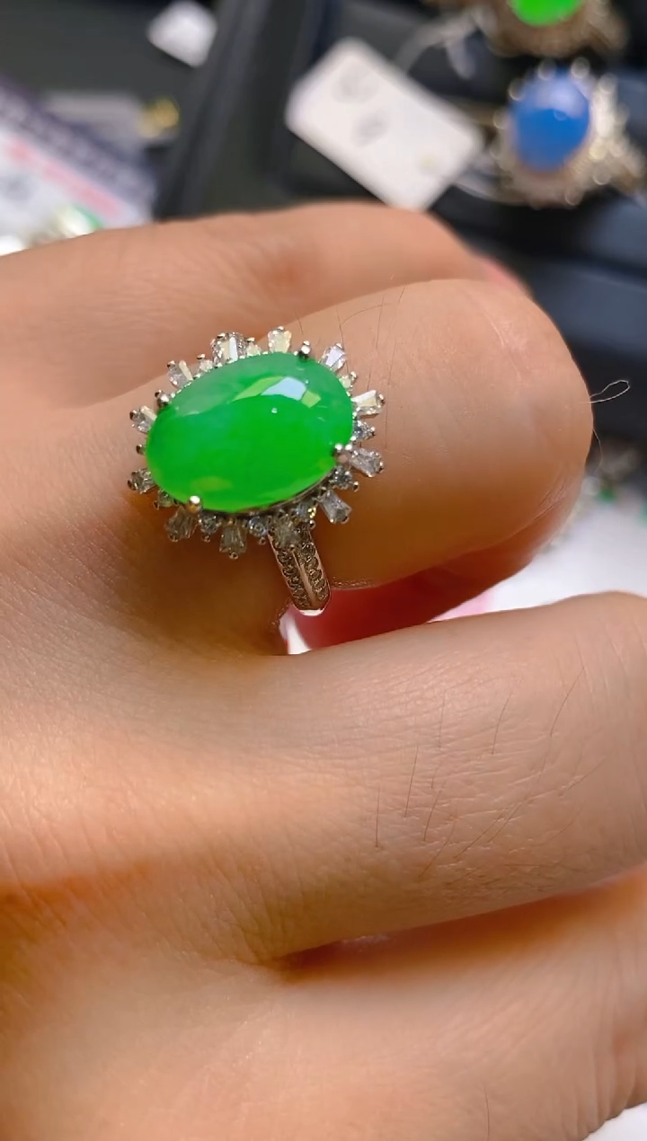 【闪购商品】翡翠耳饰银S925镶嵌天然A货翡翠1