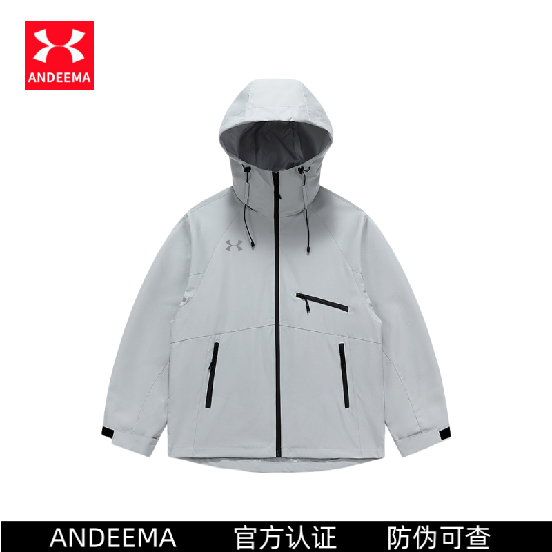 ANDEEMA情侣连帽户外运动冲锋衣散口袖夹克男款冲锋衣休闲防水
