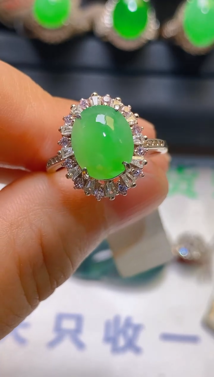 【闪购商品】翡翠耳饰银S925镶嵌天然A货翡翠1