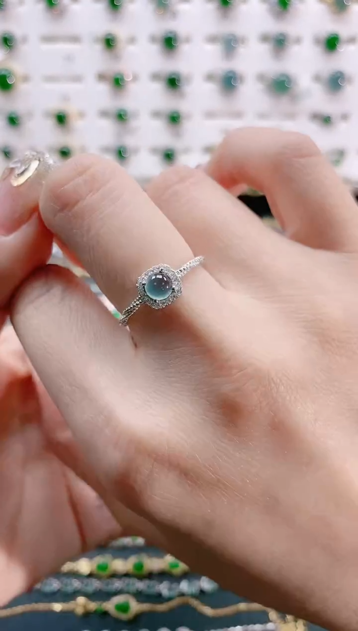 【闪购商品】翡翠戒指银S925镶嵌天然翡翠