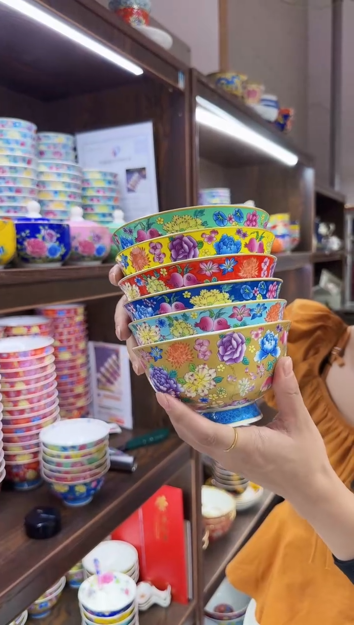 珐琅 5英寸饭碗6个景德镇餐具      