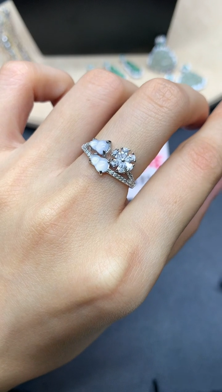 【闪购商品】翡翠戒指银S925镶嵌葫芦【多样性发其一】