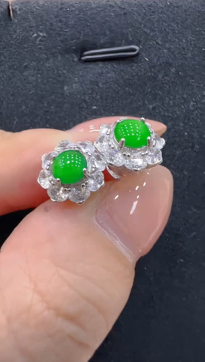 银S925镶嵌翡翠耳饰多样性团购发一件