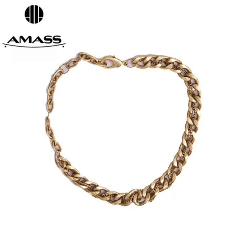 铜合金合成锆石项链 【阿玛施AMASS】5900379百搭装饰项链INS风