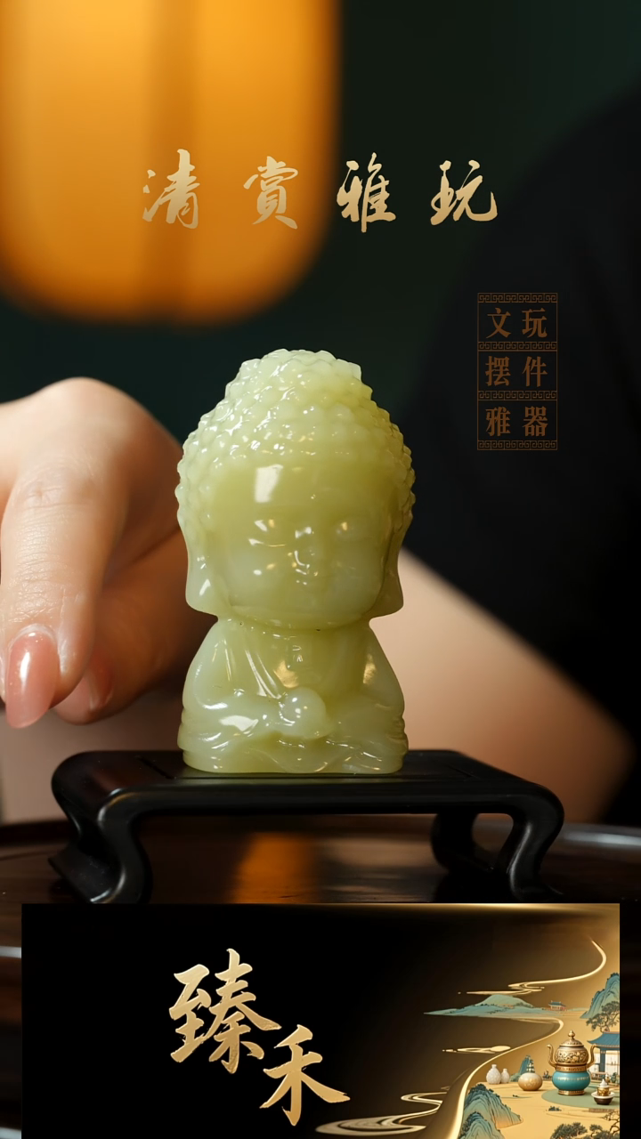 玉《宝宝佛》玉石手把件