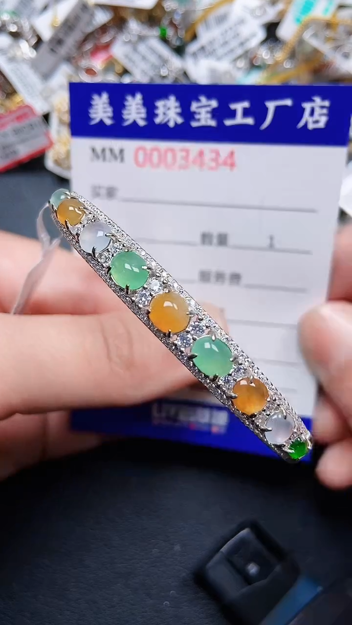 颈饰银S925镶嵌翡翠3434