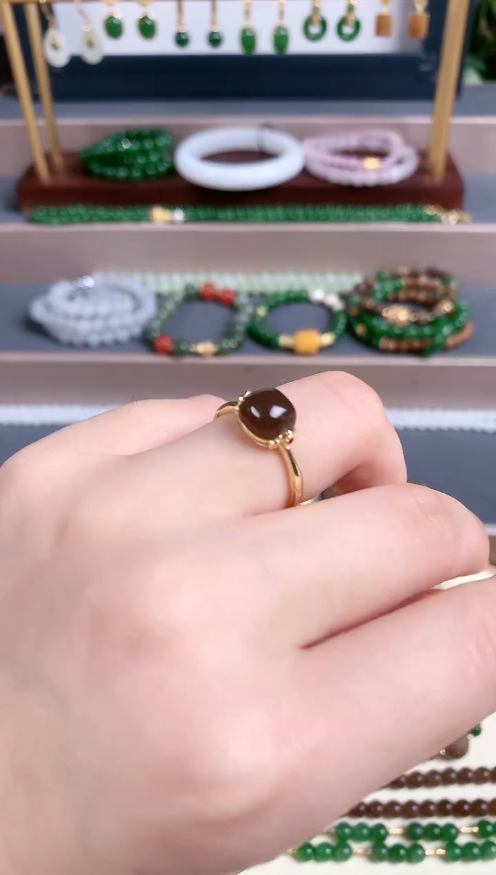 银S925镶嵌戒指和田玉1