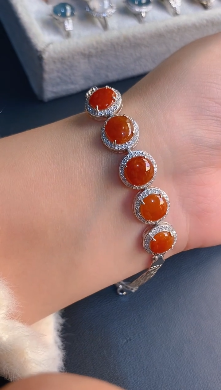 【闪购商品】翡翠耳饰银S925镶嵌天然A货翡翠1