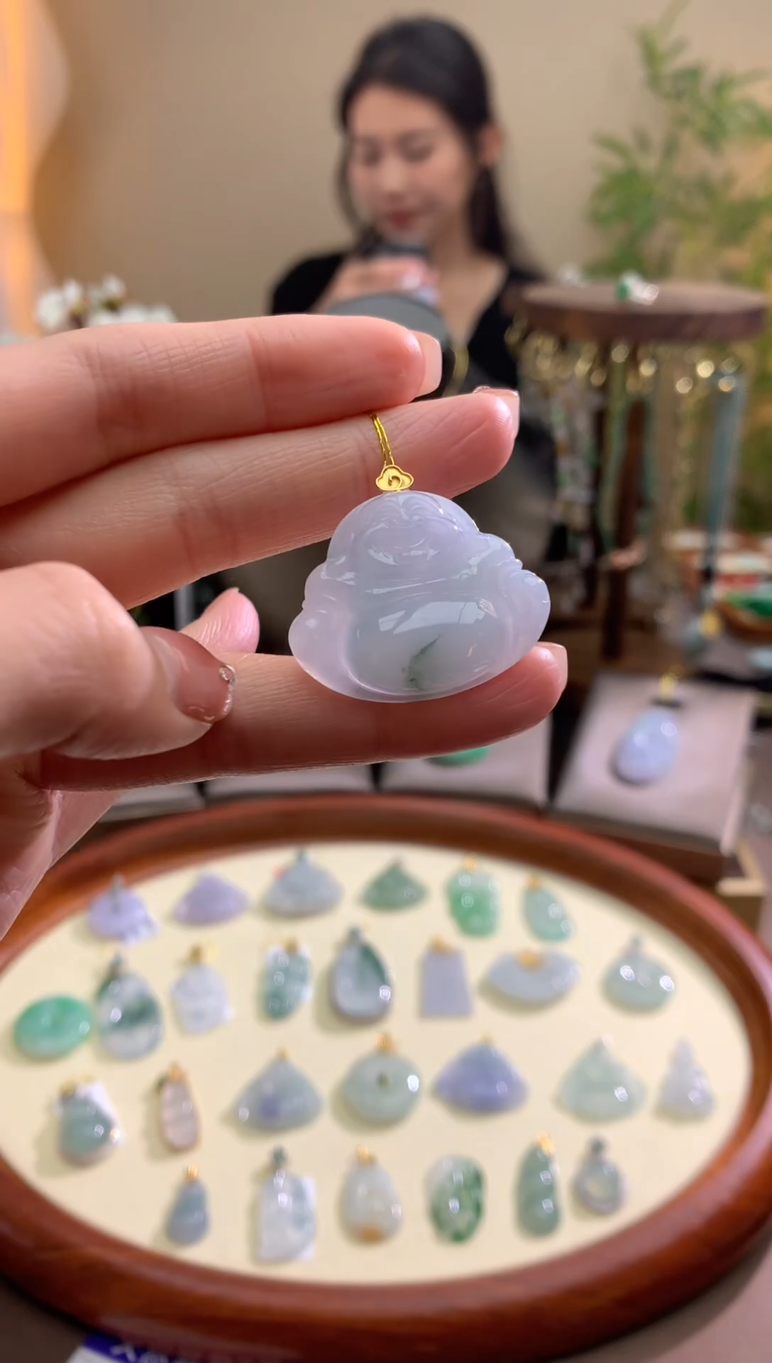 【闪购商品】翡翠颈饰18K金镶嵌佛公