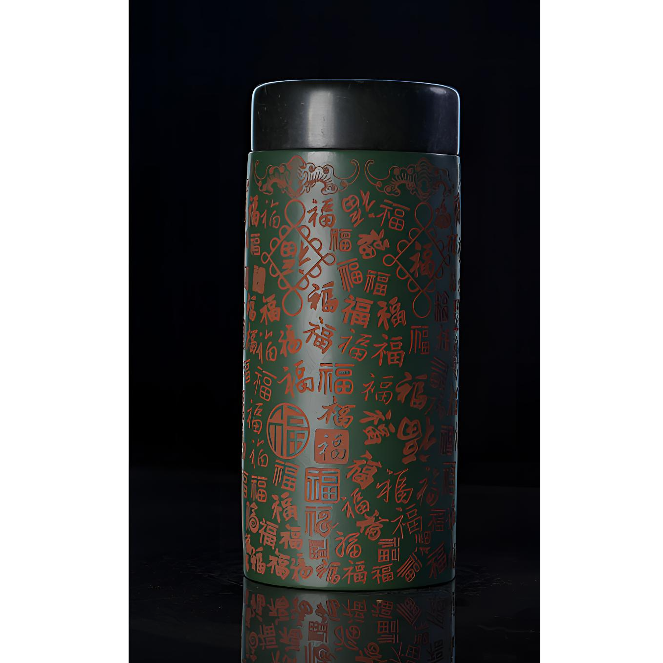 【粉浆百福】宜兴紫砂便携杯朱泥粉浆绿泥紫砂杯
