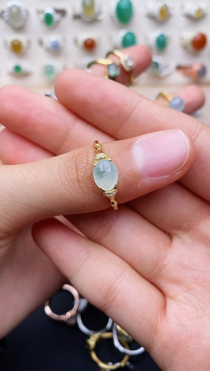 【闪购商品】翡翠戒指银S925镶嵌缅甸翡翠