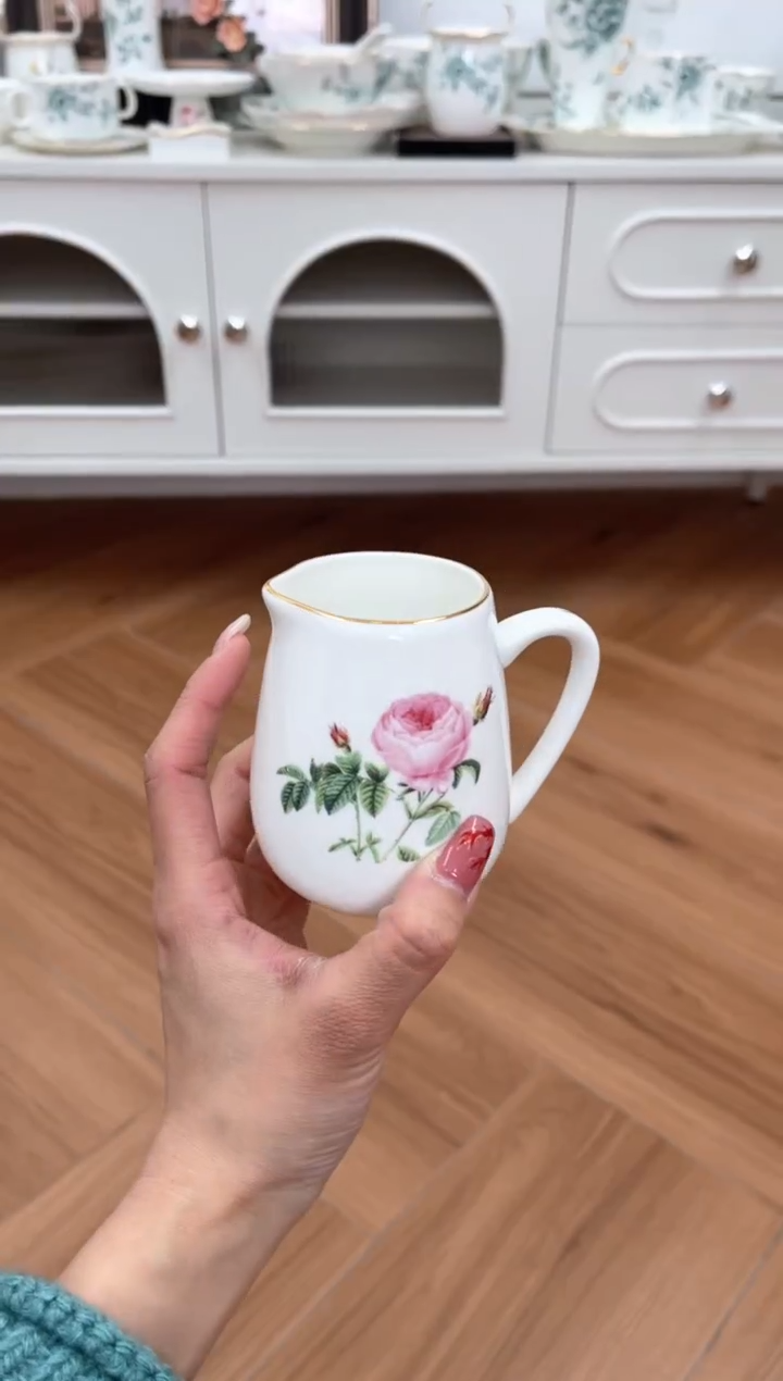 【闪购商品】碗玫瑰高骨骨瓷奶杯