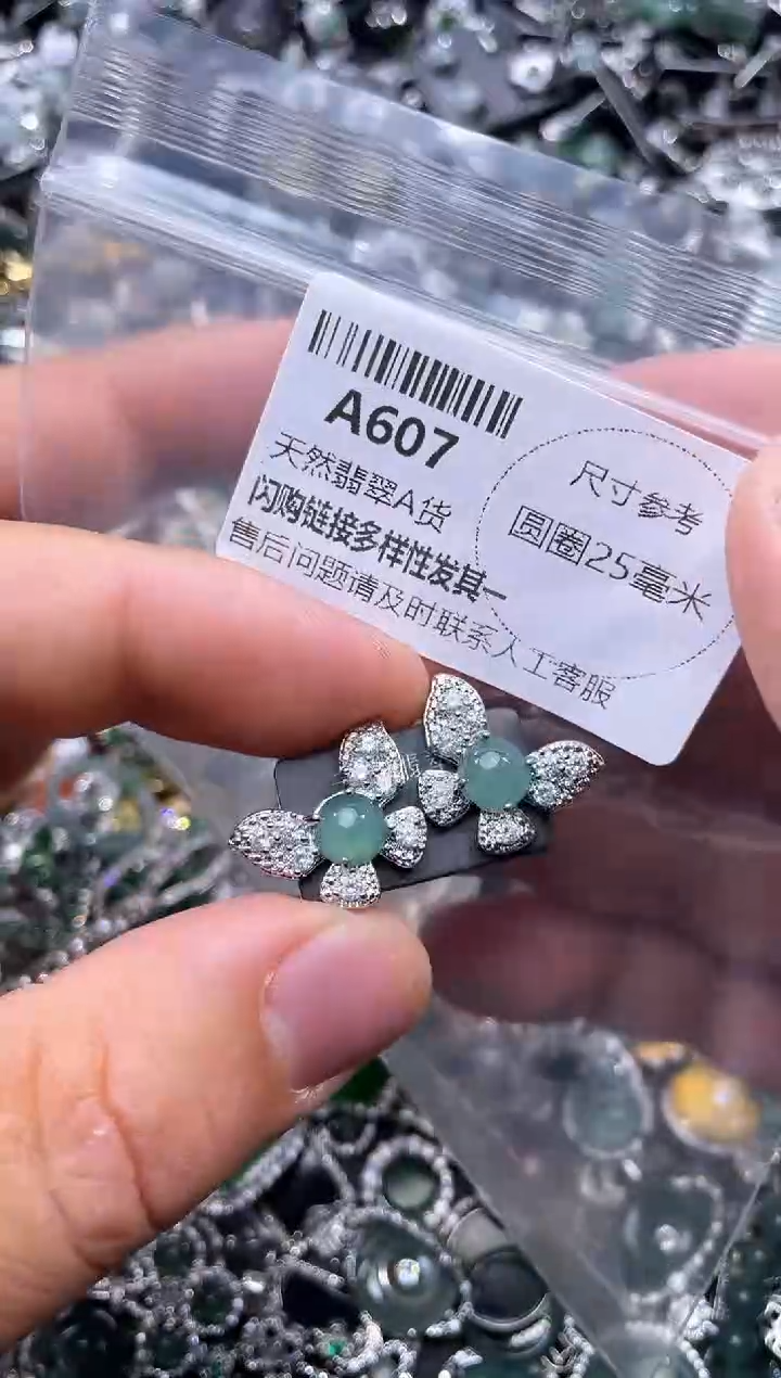【闪购商品】翡翠颈饰未镶嵌A607耳钉