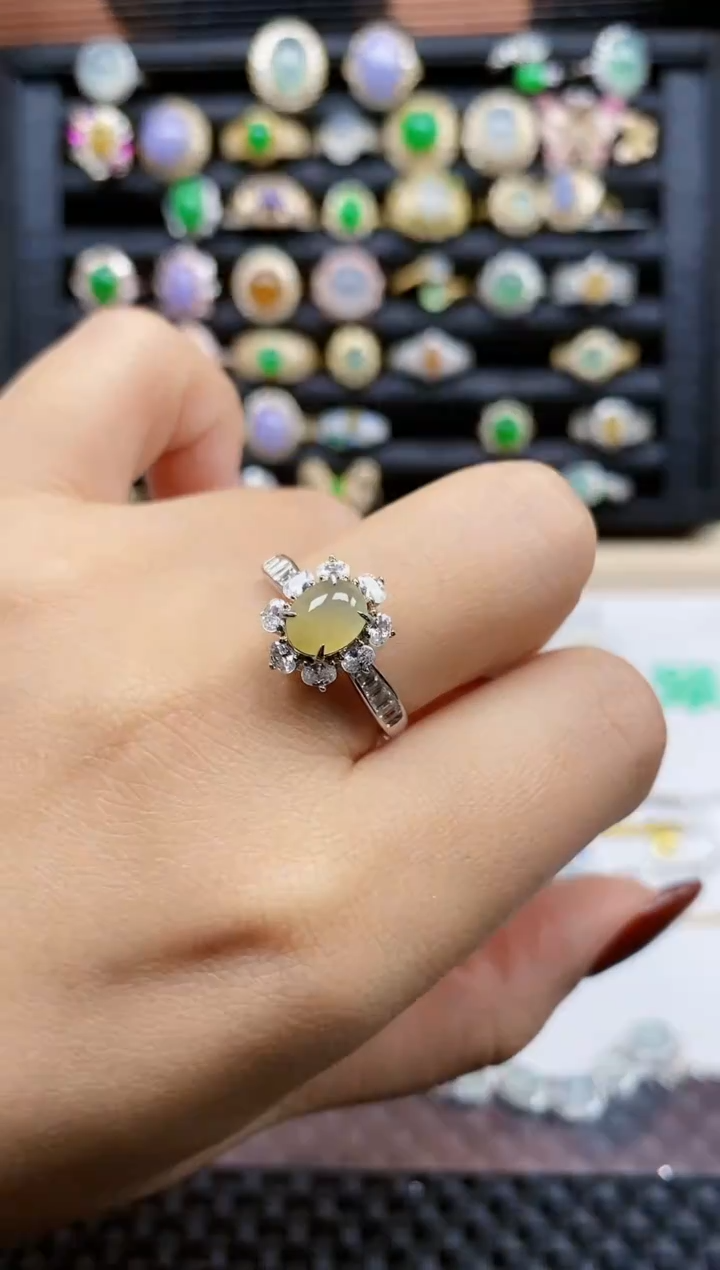 银S925镶嵌戒指翡翠484