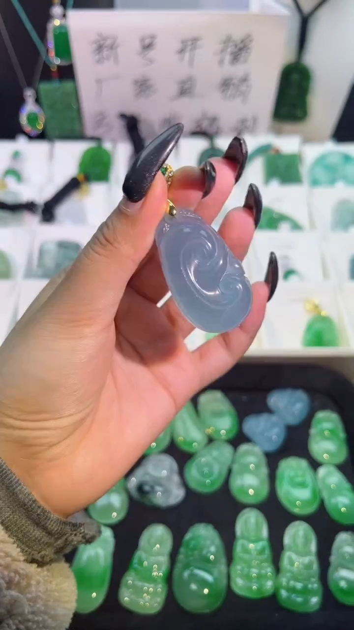 【闪购商品】翡翠手串银S925镶嵌翡翠颈饰925银镶嵌天然翡翠吊坠