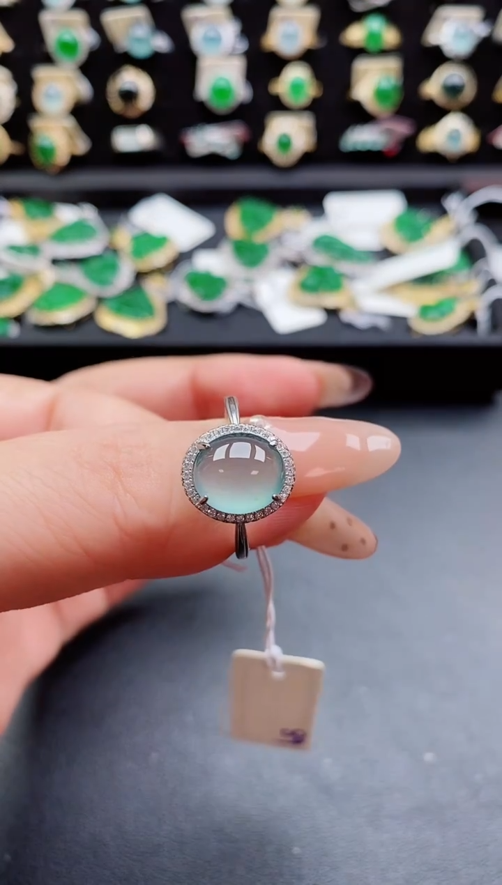 银S925镶嵌戒指翡翠1