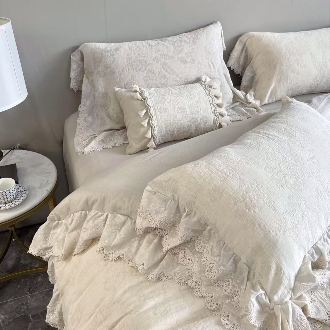 【合集】棉麻法式大花边高货-贴号下单-超柔棉麻四件套