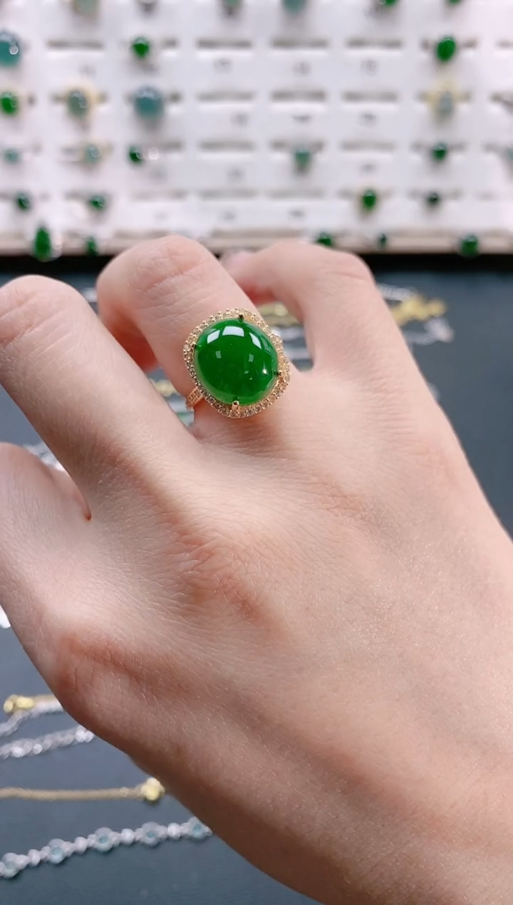 【闪购商品】翡翠戒指银S925镶嵌天然翡翠