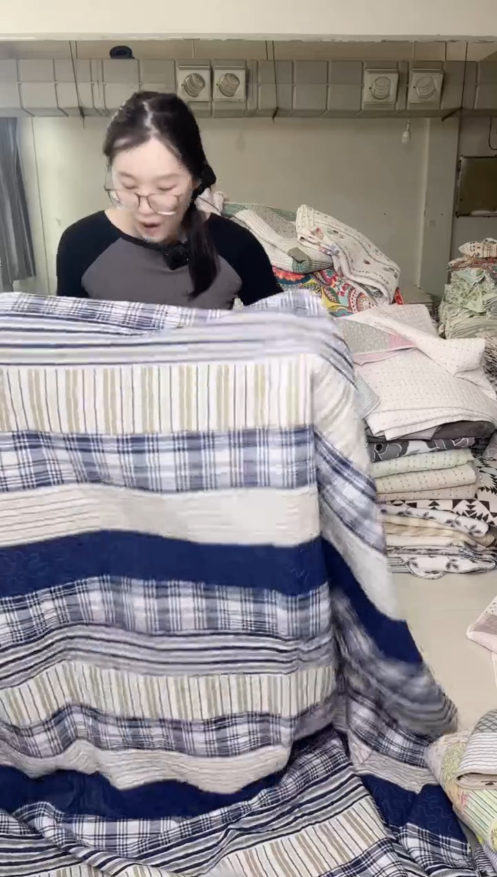 棉230*250蓝白格子