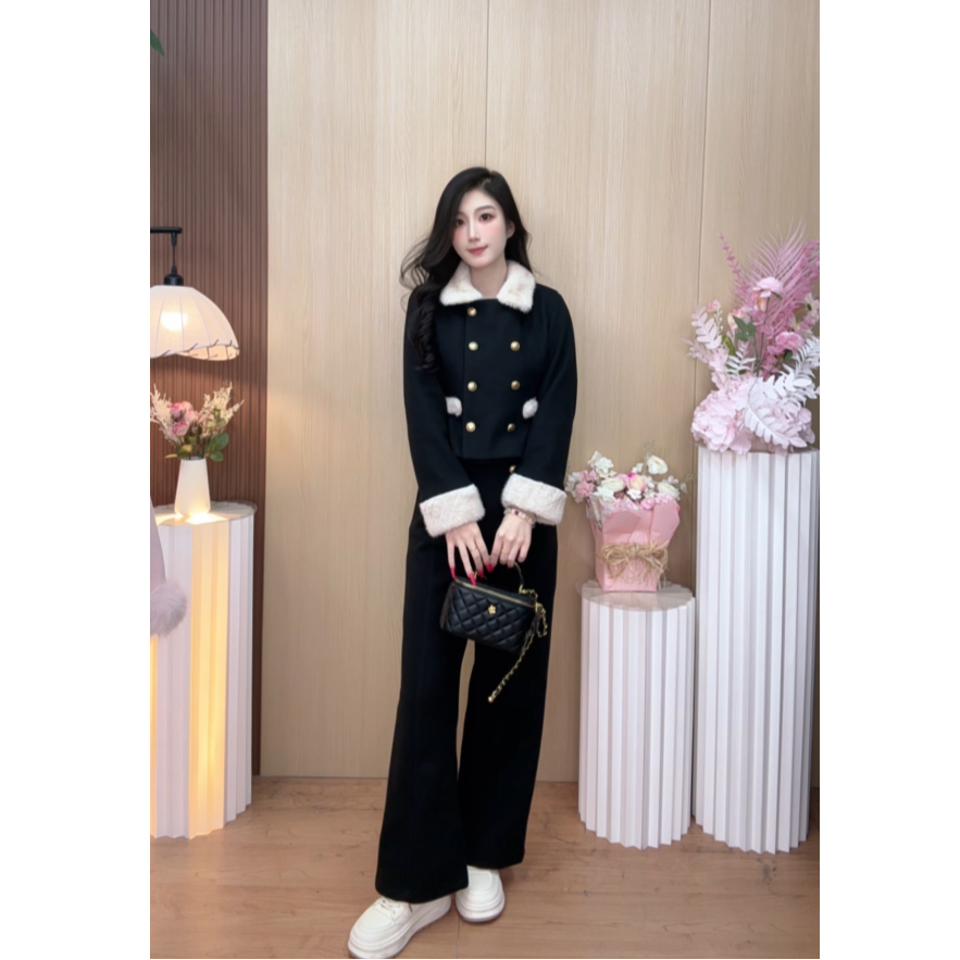 【霖霖小个子】2025秋冬法式显瘦轻奢时尚百搭外套上下两件套装