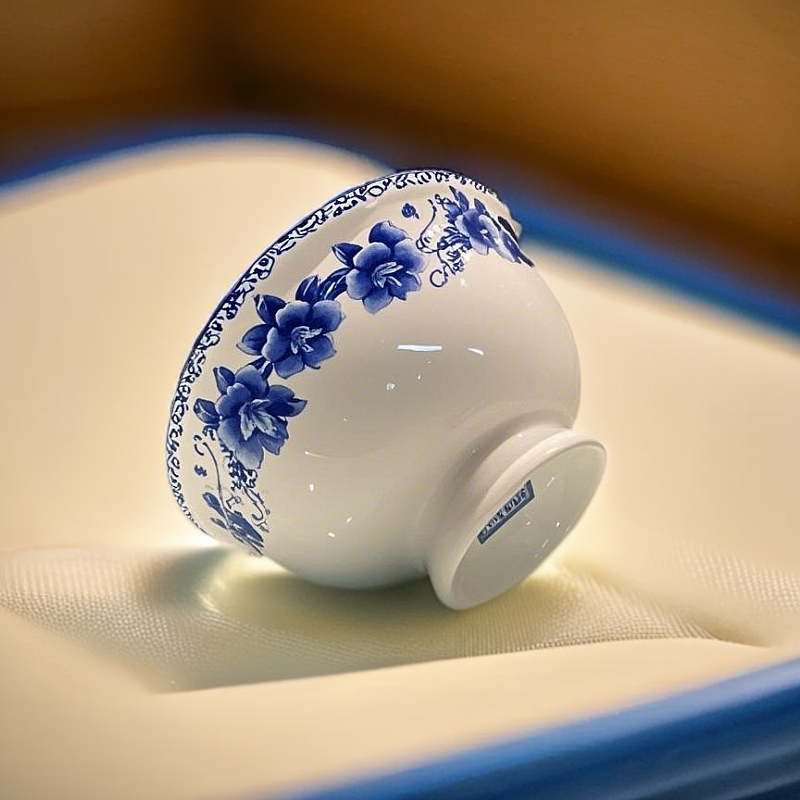 景德镇青花瓷器高温家用饭碗5英寸高足防烫碗个人专用高档面汤碗