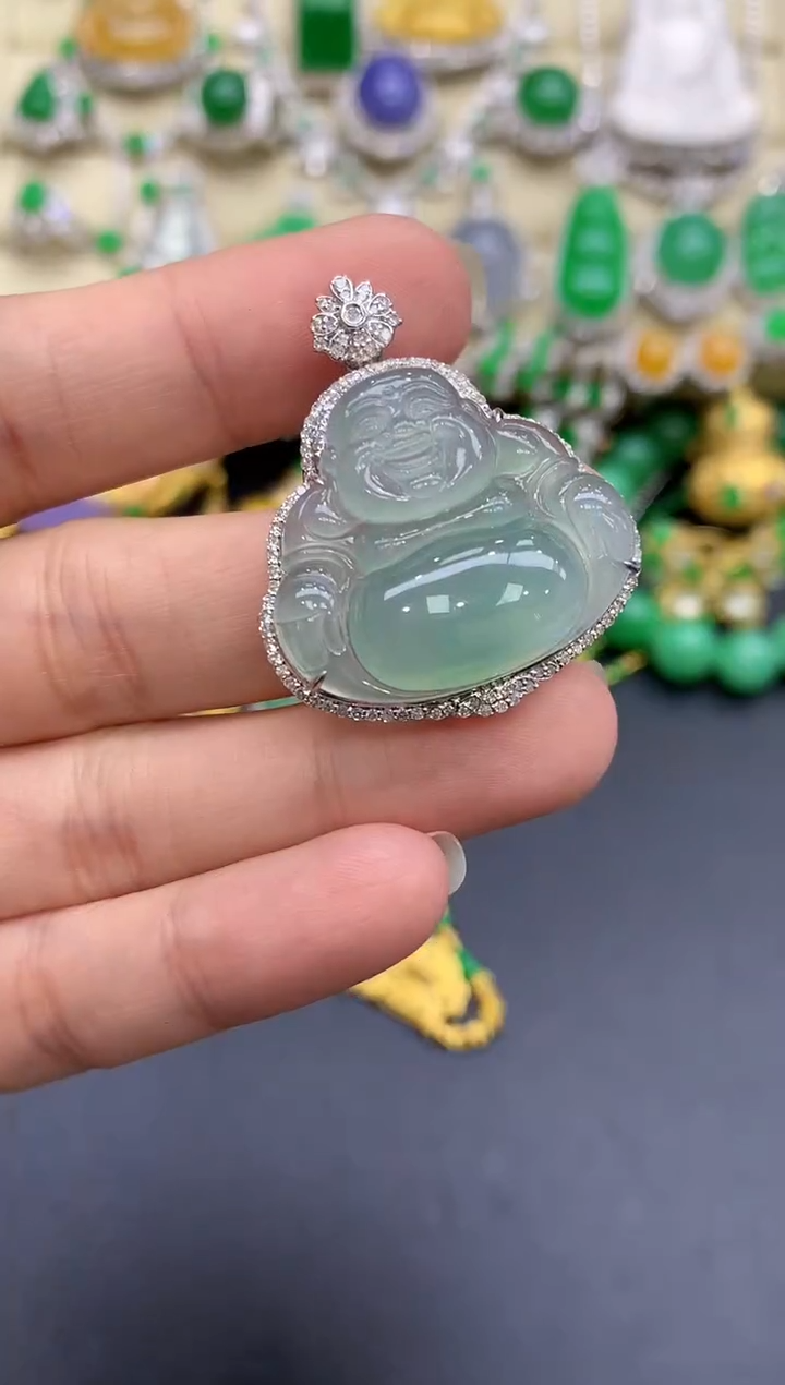颈饰18K金镶嵌翡翠284-中国好珍宝