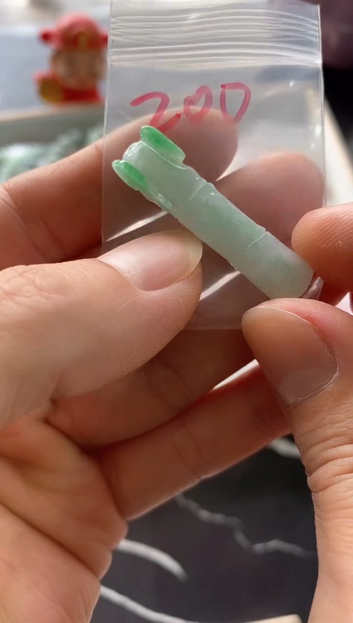 颈饰银S925镶嵌翡翠9天然缅甸翡翠A货竹节
