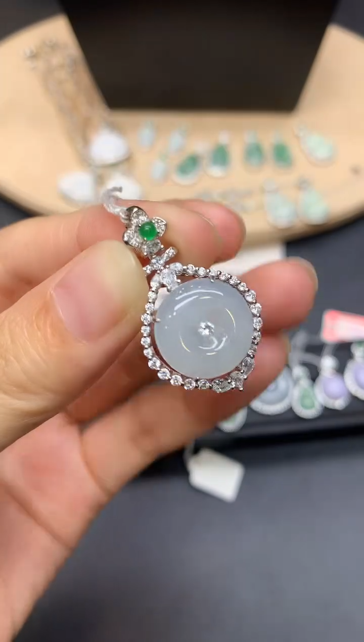 【闪购商品】翡翠戒指银S925镶嵌平安扣【多样性发其一】