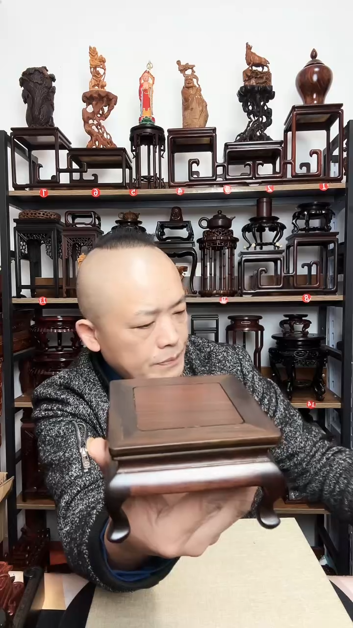 紫砂底座木10.5正方6.5高