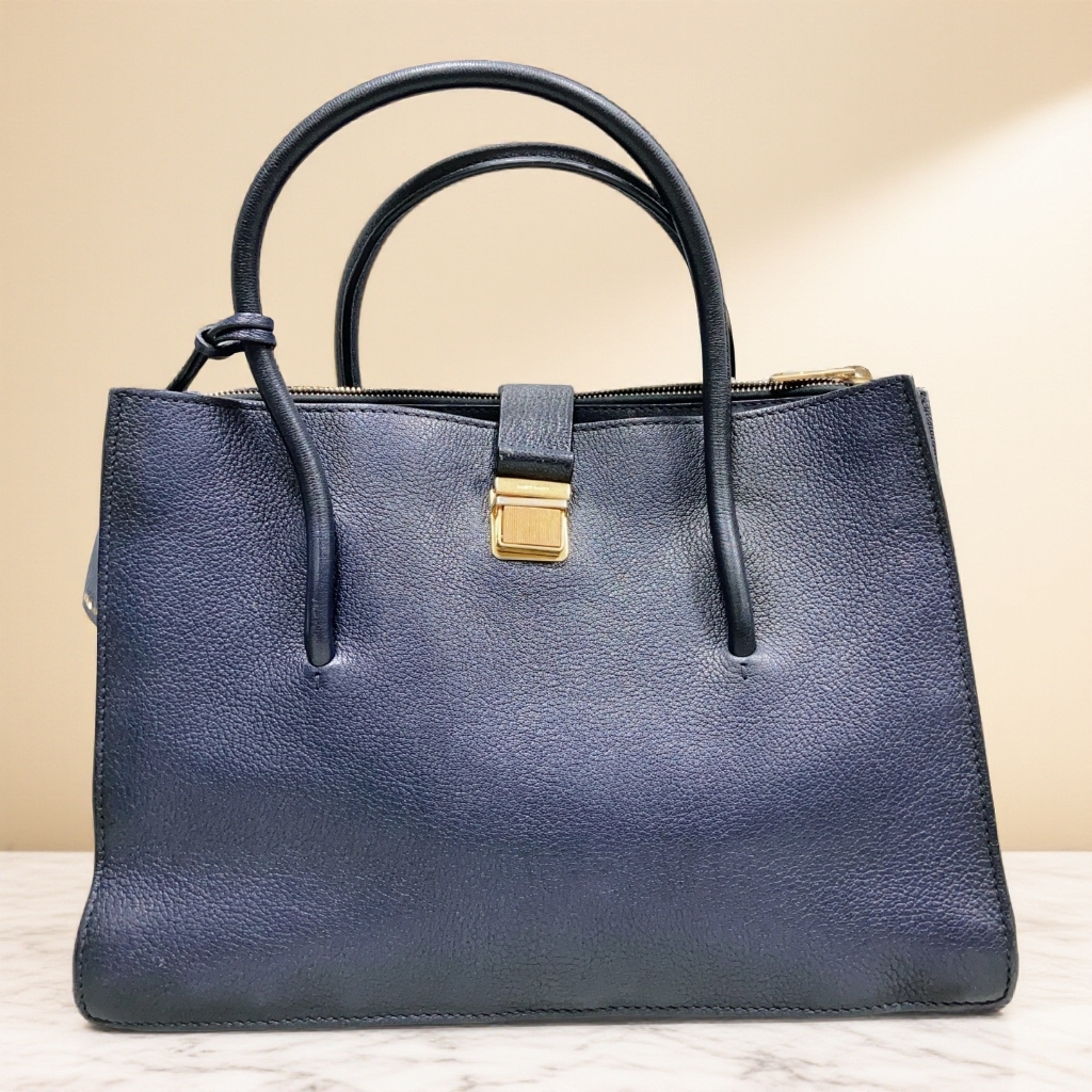 95新 MIU MIU/缪缪  深蓝色手提包 1856 2705 