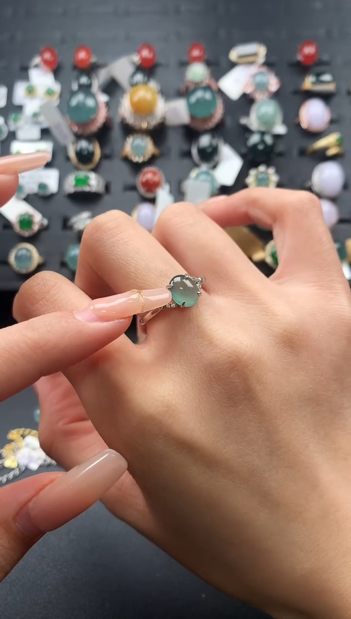 【闪购商品】翡翠戒指银S925镶嵌4365476547654