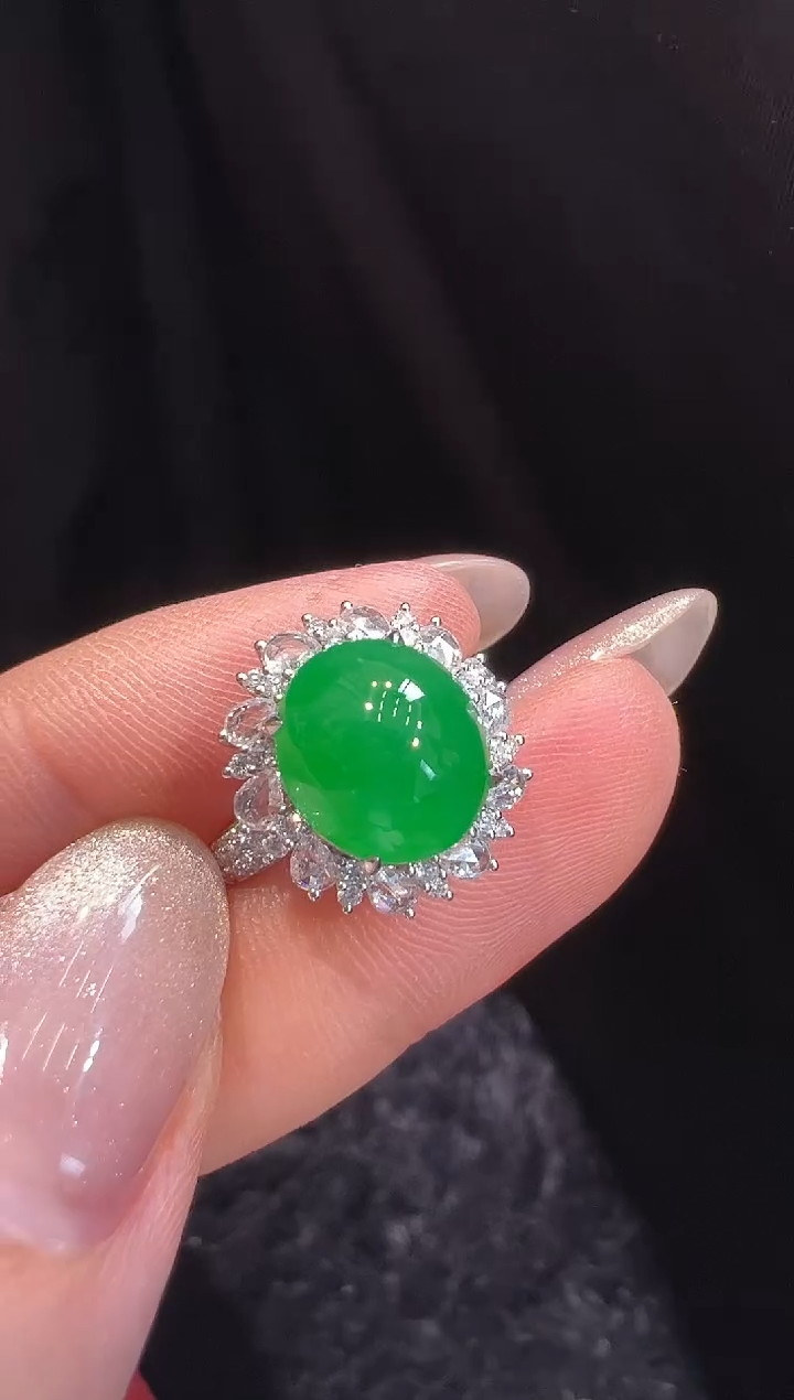 【闪购商品】翡翠戒指18K金镶嵌戒指