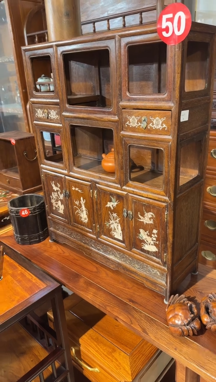 【闪购商品】木木艺缅花镶嵌梅兰竹菊柜子1980.888