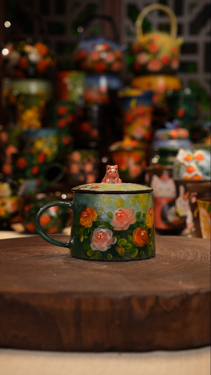 紫砂 油画手绘釉下彩