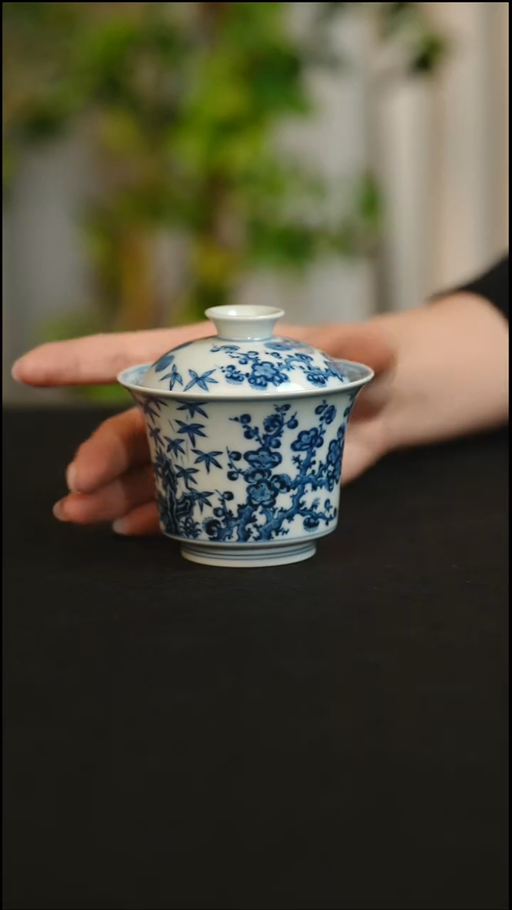 盖碗瓷松竹梅马蹄盖碗110cc