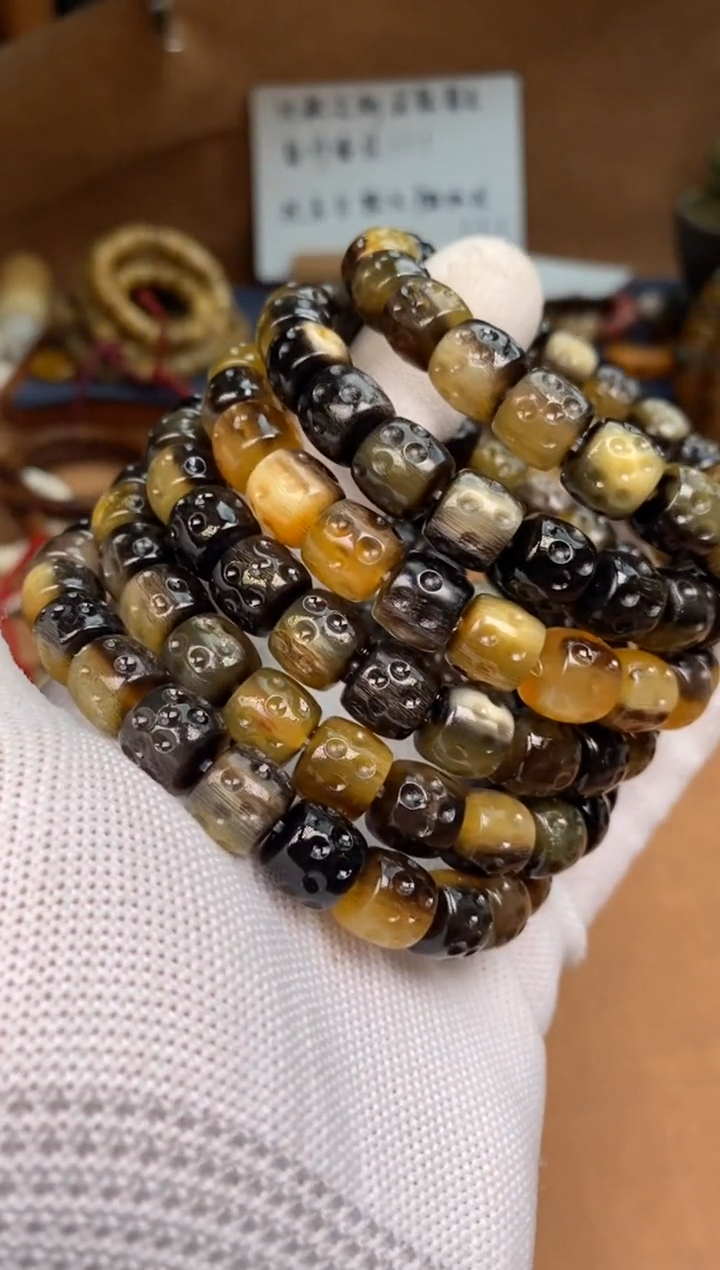 【闪购商品】牛骨其他N073-蹄-花料咒点手串