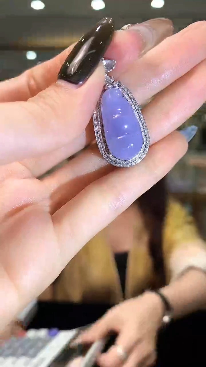 【闪购商品】翡翠吊坠(不含链)18K金镶嵌紫豆子吊坠BWG