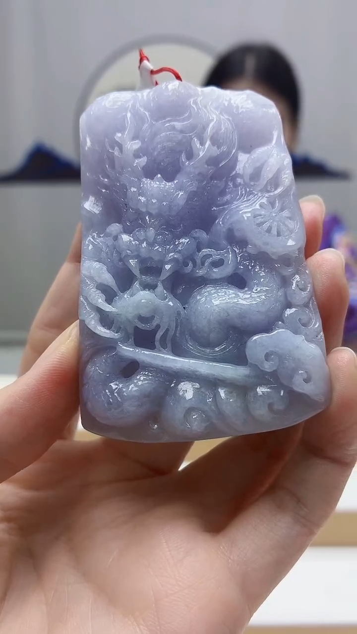 未镶嵌定制翡翠4812zm-毛货挂件龙牌50